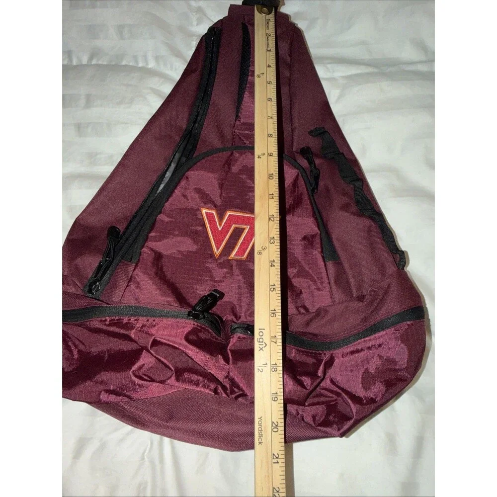 Virginia Tech VT Maroon Sling School Backpack Large Multiple Zip Pockets Unisex